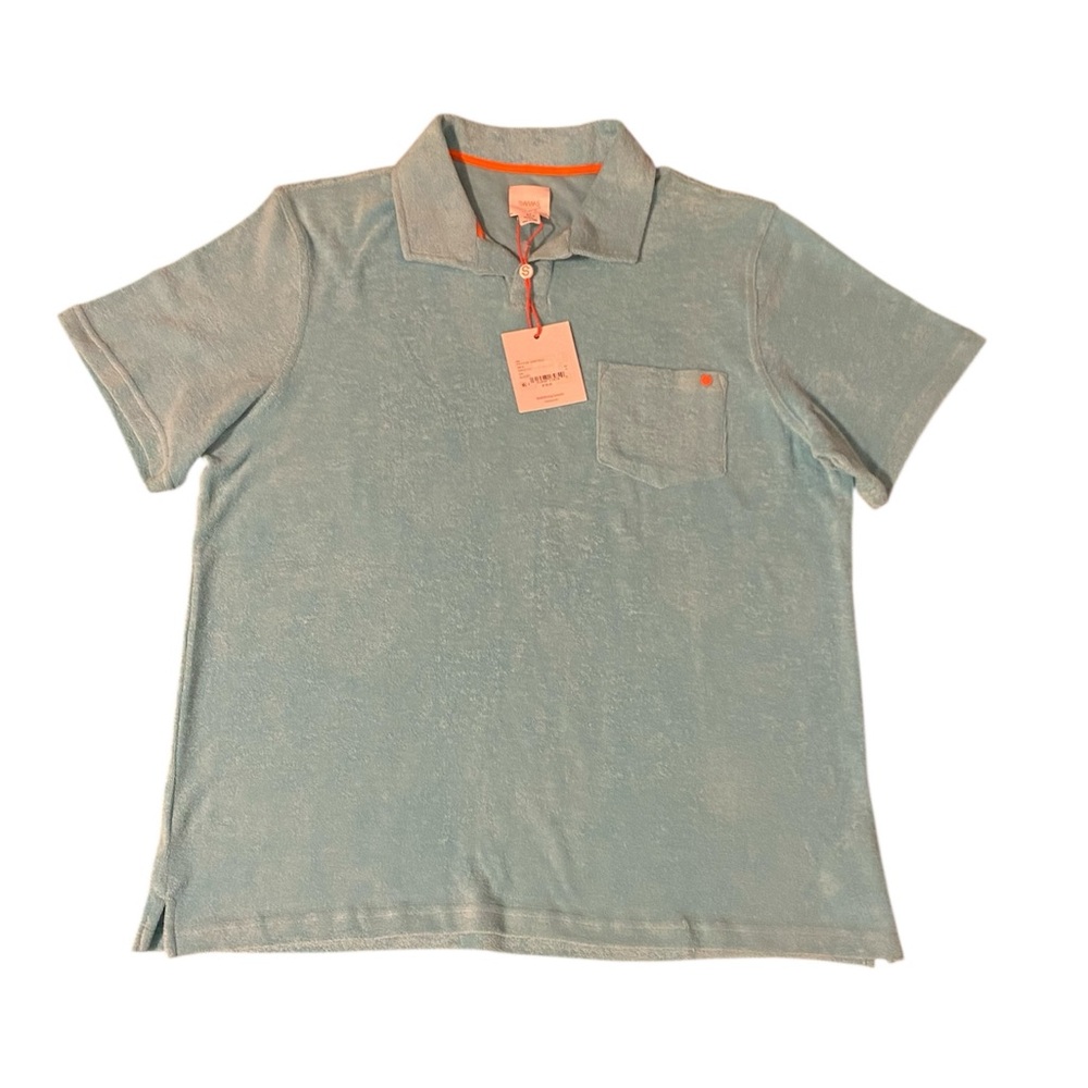 Swims Terry Polo — Baby Blue w/ Bright Orange Accents — Size XL, NWT, $95